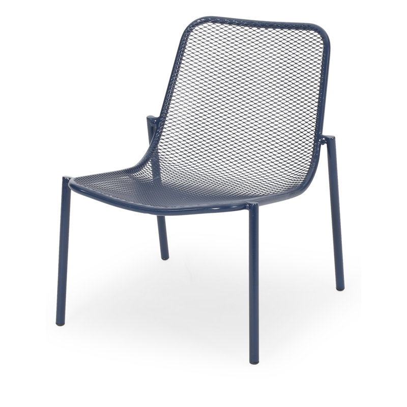 Chaise de patio en métal empilable Bisso, Bleu marine mat