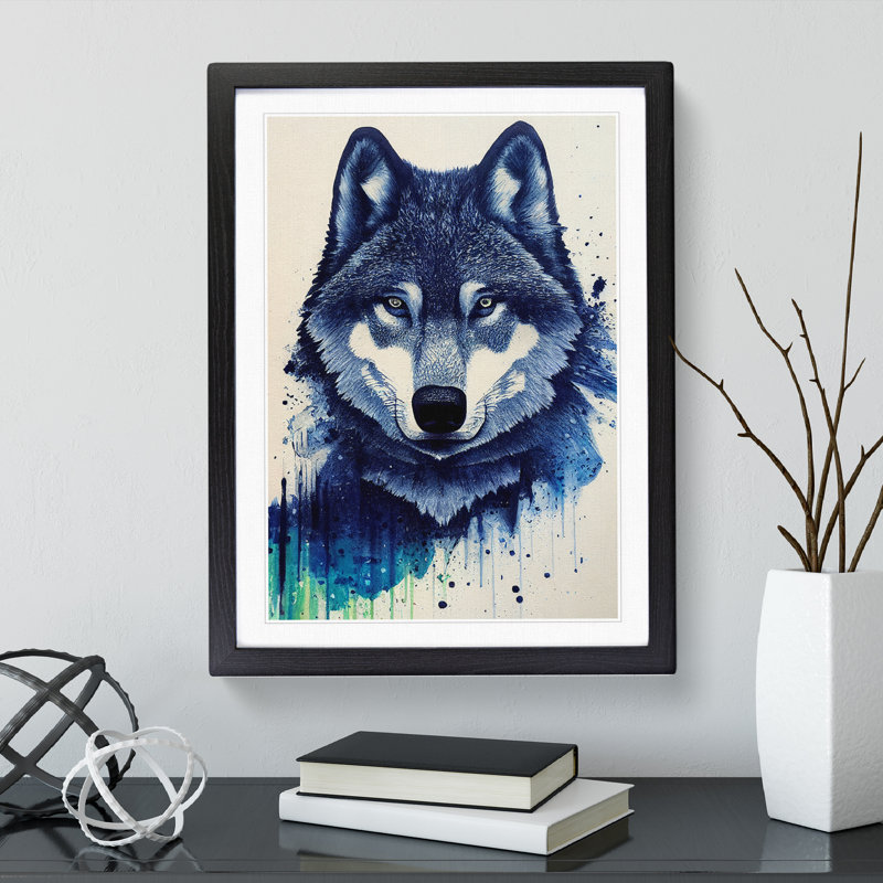 Painted Wolf No.4 - Framed Print, Black, 64cm H x 46cm W