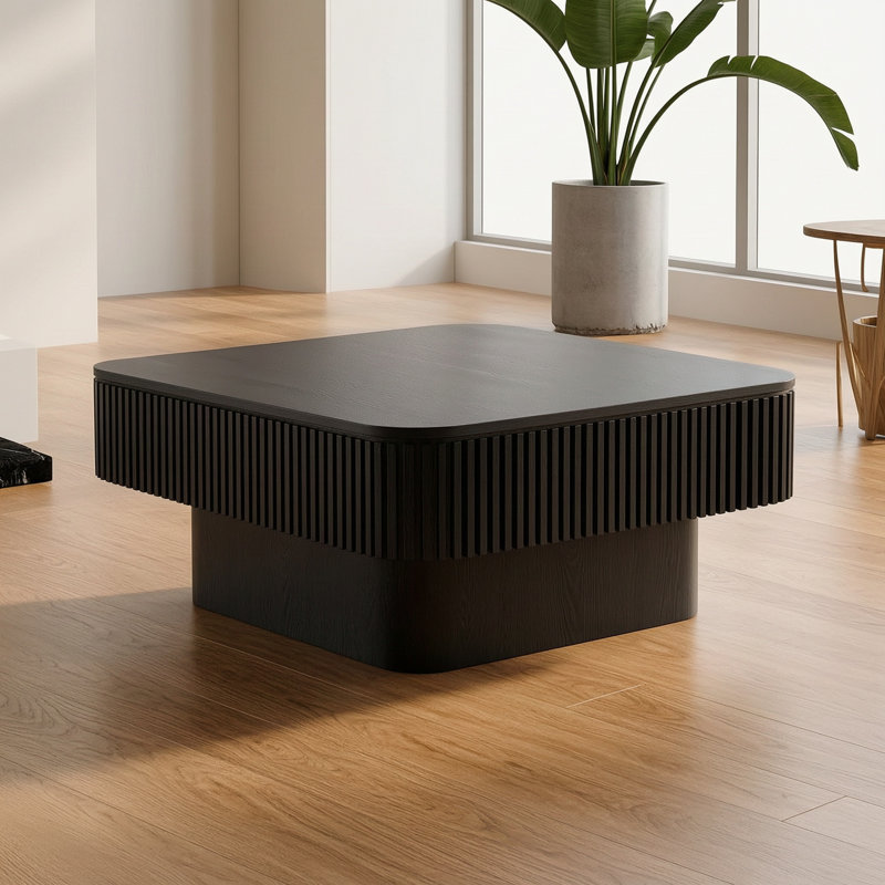 Table basse 31,5 po carrée avec rangement, Noir