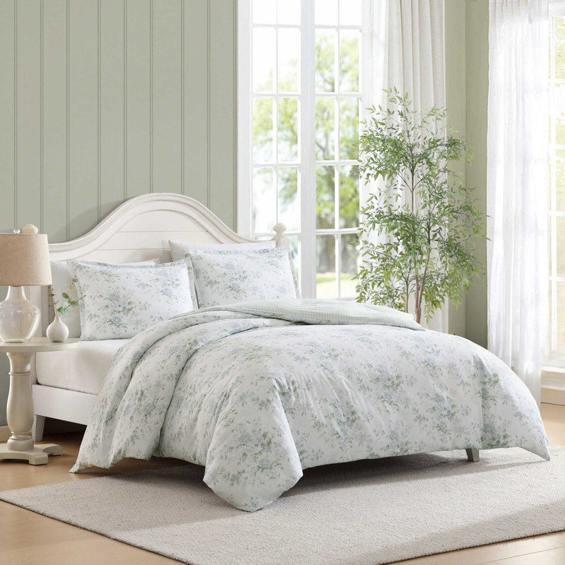 Ensemble de housse de couette réversible en coton Laura Ashley Arundel, Housse de couette simple + 1 taie décorative stan