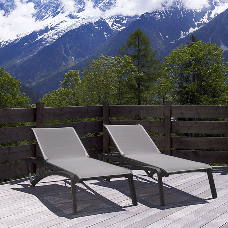 Chaise longue inclinable 32,5 po Sunset, Bleu, Noir