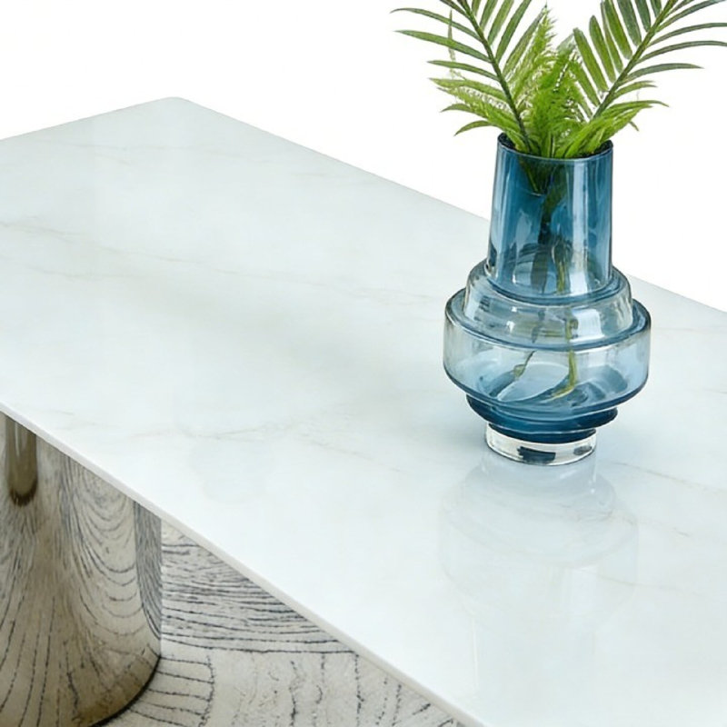 Table de salle à manger rectangulaire Kennetra, Argent, H 29,5 po x L 62,9 po x l 35,4 po