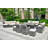 Appoint Gas Fire Pit Dining Table With Corner Sofa Set,  2 Back Folding Chairs 2 Ottomans, A Sectional Lounge Set