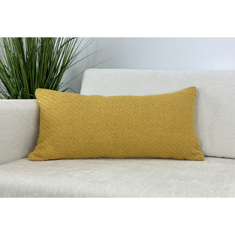 Gold Rectangular Knitted Polyester Pillow Cover 14" x 26"