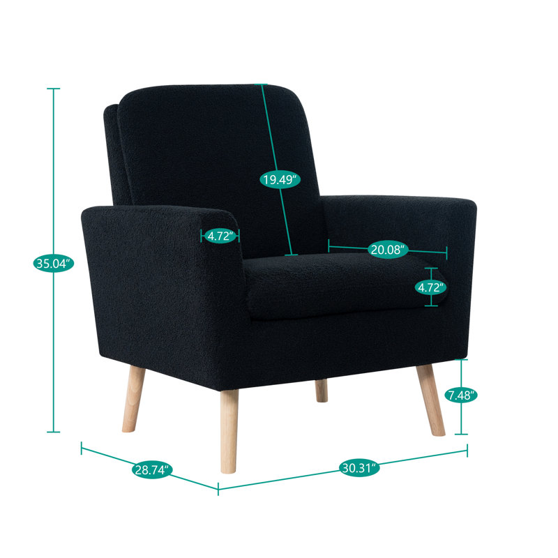 Chaises d'appoint style Mid-Century en molleton doux pour le salon, la chambre à coucher et les pieds en chêne