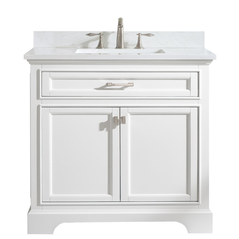 Ensemble de meuble-lavabo simple 36 po Arruda, Blanc, Nickel brossé