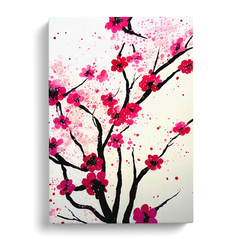 Cherry Blossom Tree Splatter Vol.4 - Wrapped Canvas, 60cm H x 40cm W x 3cm D
