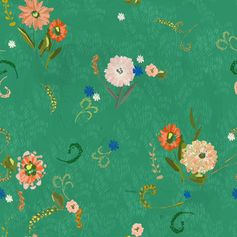 Yuki Osada Floral Wallpaper Double Roll, Green