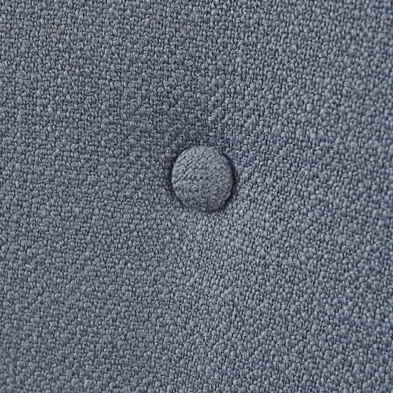 Chaise pivotante en tissu bleu, structure en bois massif et contreplaqué, conception à boutons, rotation à 360 degrés, structure de lecture rembourrée en mousse, dossier, revêtement en tissu, base en métal, pour un moment de détente