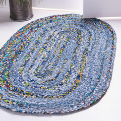 Entwistle Braided Wool Federal Blue Braided Area Rug