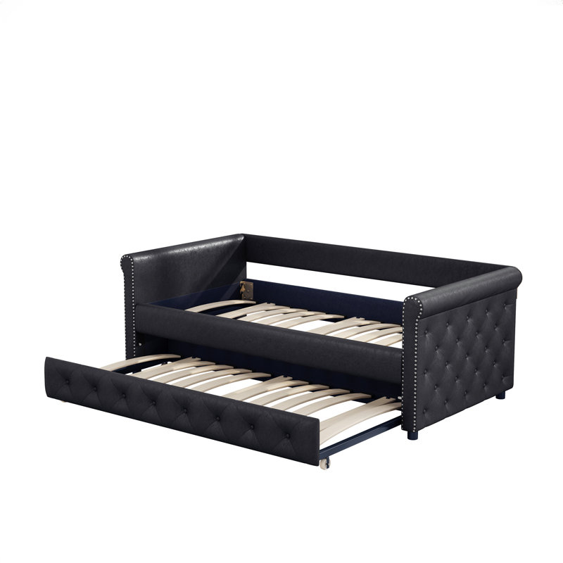 Lit de jour double avec couchette Perrinton, gris