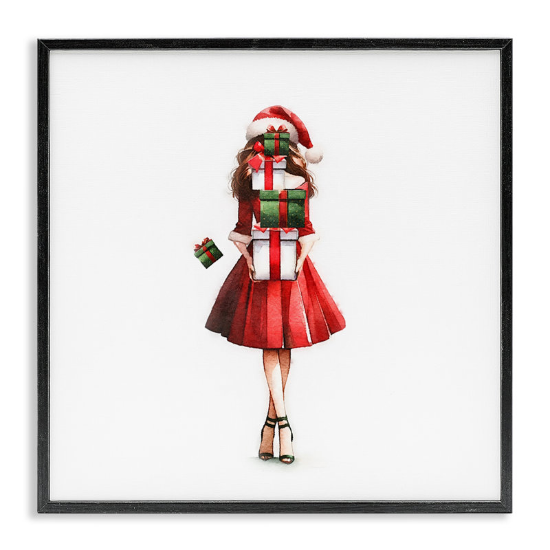 «Carrying Christmas Christmas» par Amanda Greenwood, H 12 po x l 12 po, Giclée encadrée noir minuit