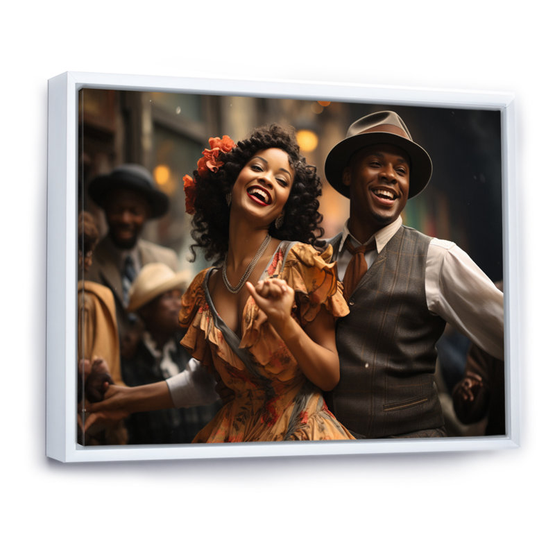 Jazz Harlem Renaissance II - reproduction sur toile, Cadre flottant blanc, H 24 po x l 32 po x P 1 po