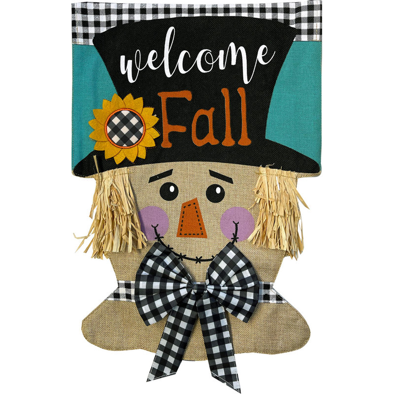 Drapeau «Welcome Fall Scarecrow Burlap House»