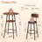 3 Pieces Round Bar Table With 2 Upholstered Stools Set, For Kitchen, Dining Room & Bistro, Grey-1059140090