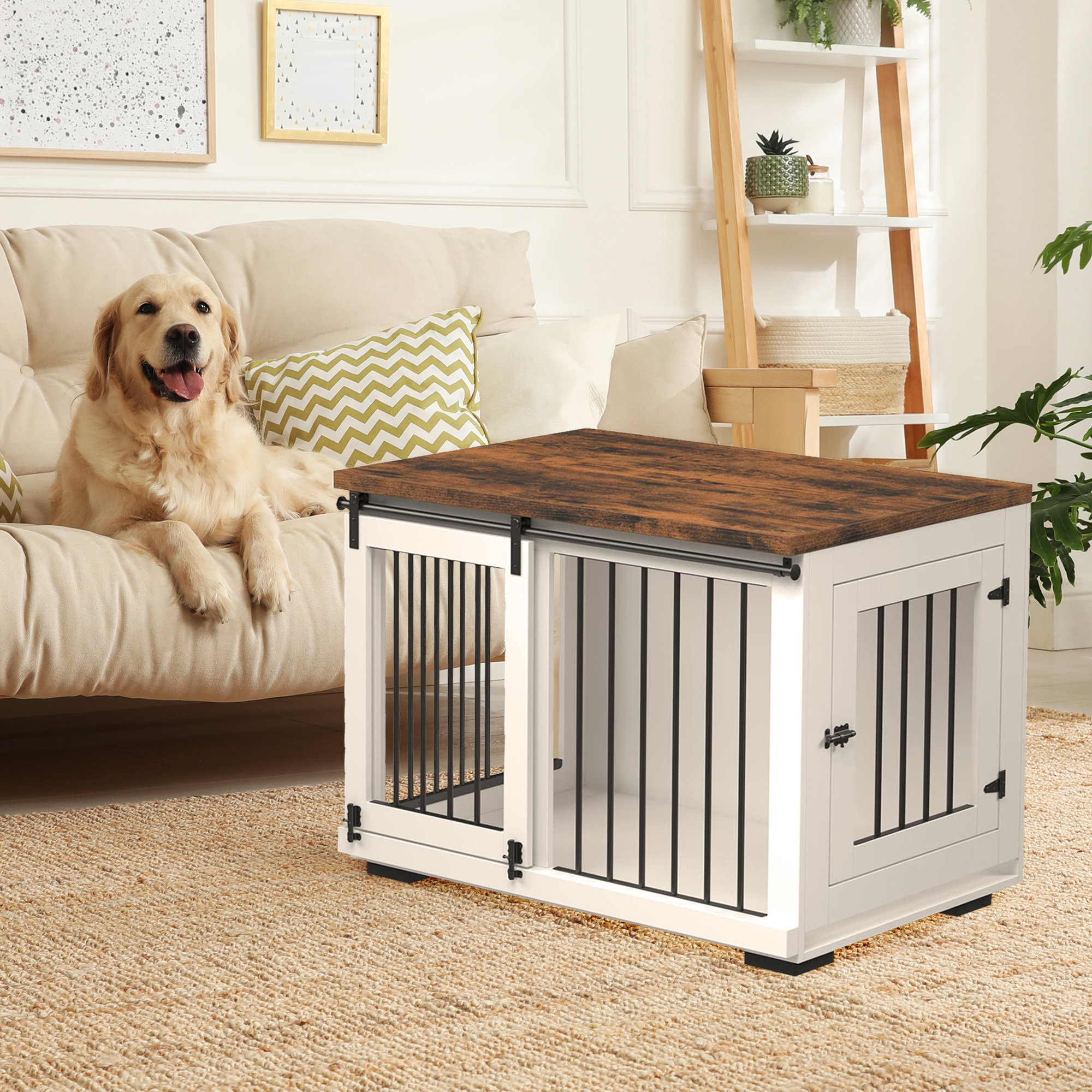 Tucker Murphy Pet™ Sliding Double Doors Dog Crate Furniture Style Pet
