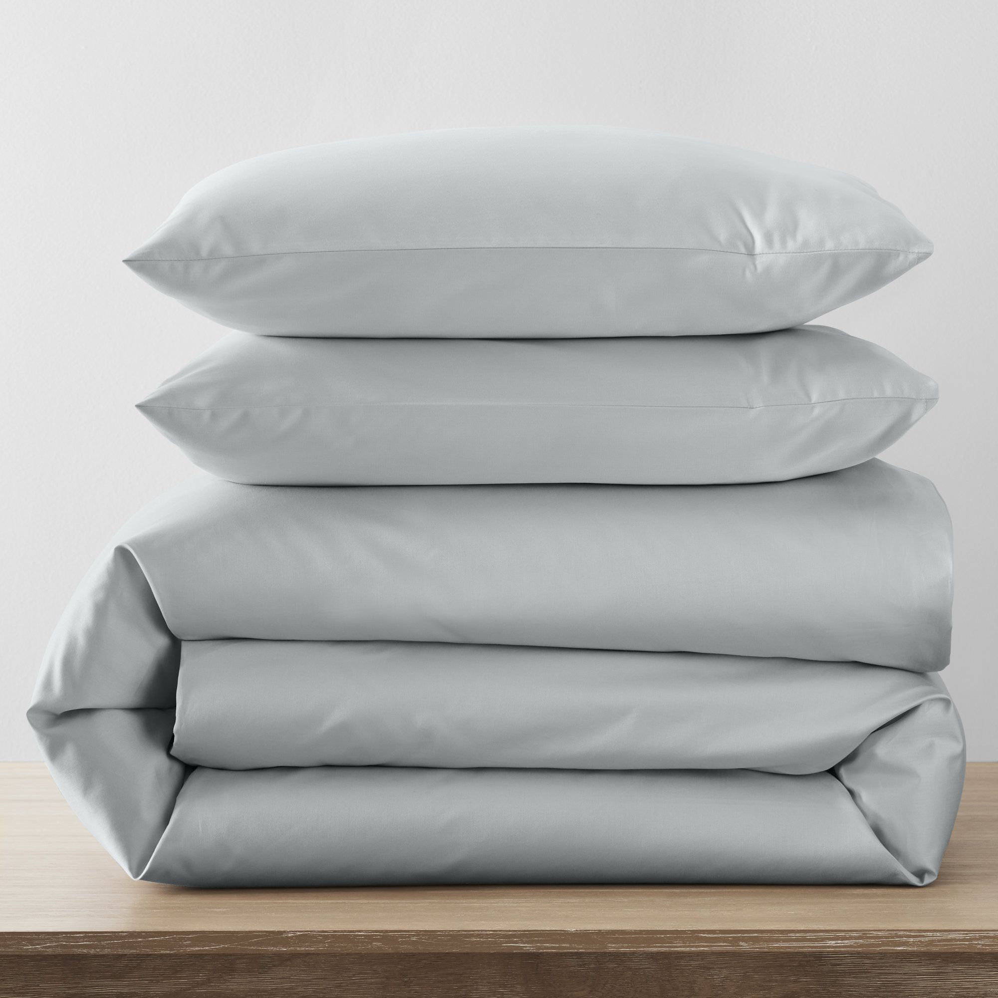 Danfield Cotton Sateen Duvet Cover Set, Stormy Blue, Full / Queen Duvet Cover + 2 Pillow Shams