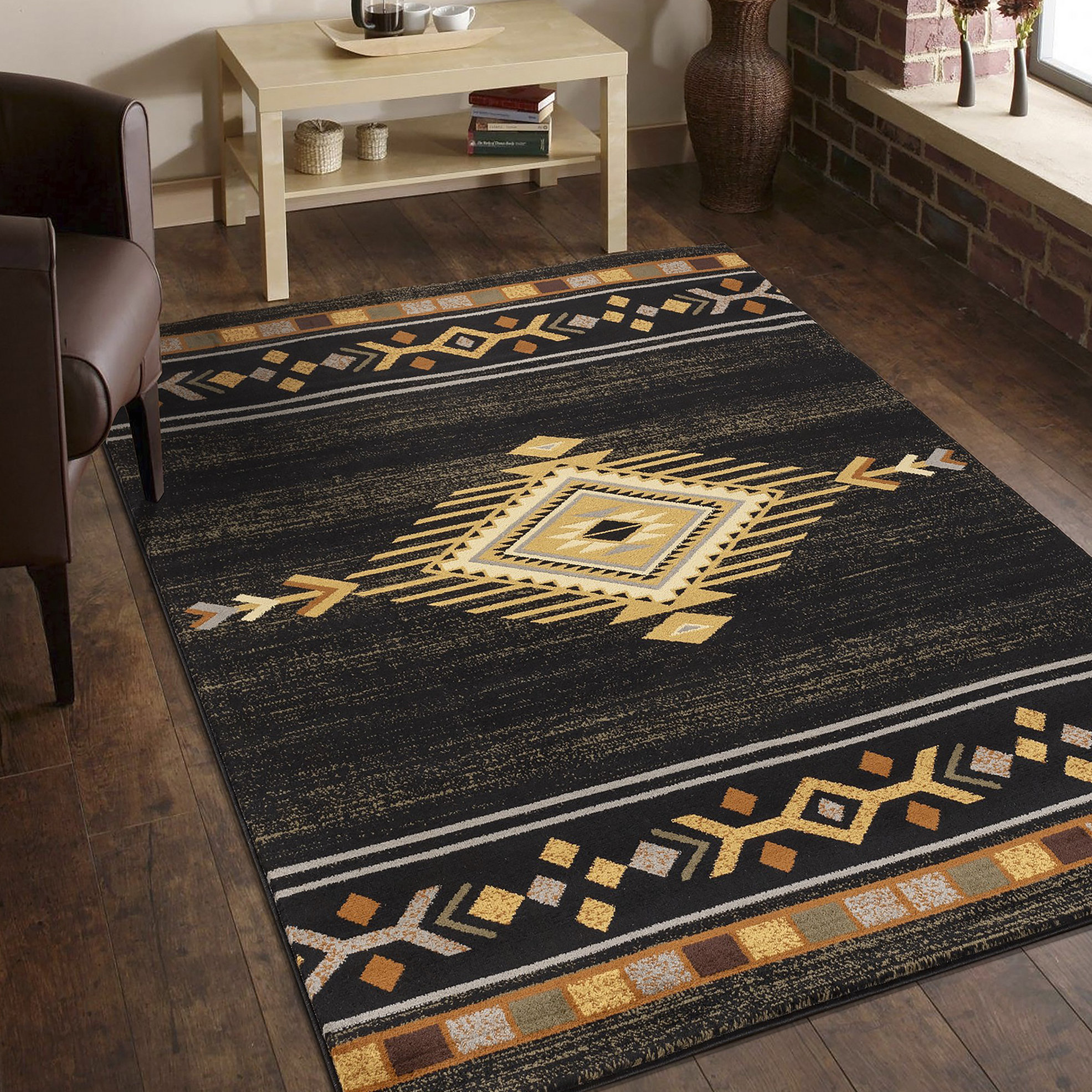 Rasist Rug Union Rustic Tribes Black Southwest Area Rug | Wayfair