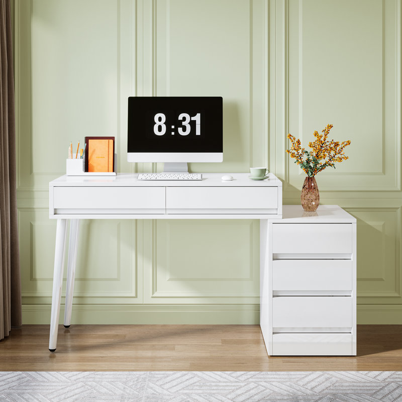 Katzir 55.12'' W Reversible Desk with Drawers