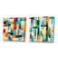 Orange et vert Popart Pop culture Pixels - formes abstraites carrées collage ensemble de 2-102162147-102162148
