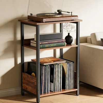 Support pour tourne-disque avec meuble de rangement en vinyle, table tournante pour albums et LPS - Meuble média moderne pour le salon, la chambre à coucher et le bureau