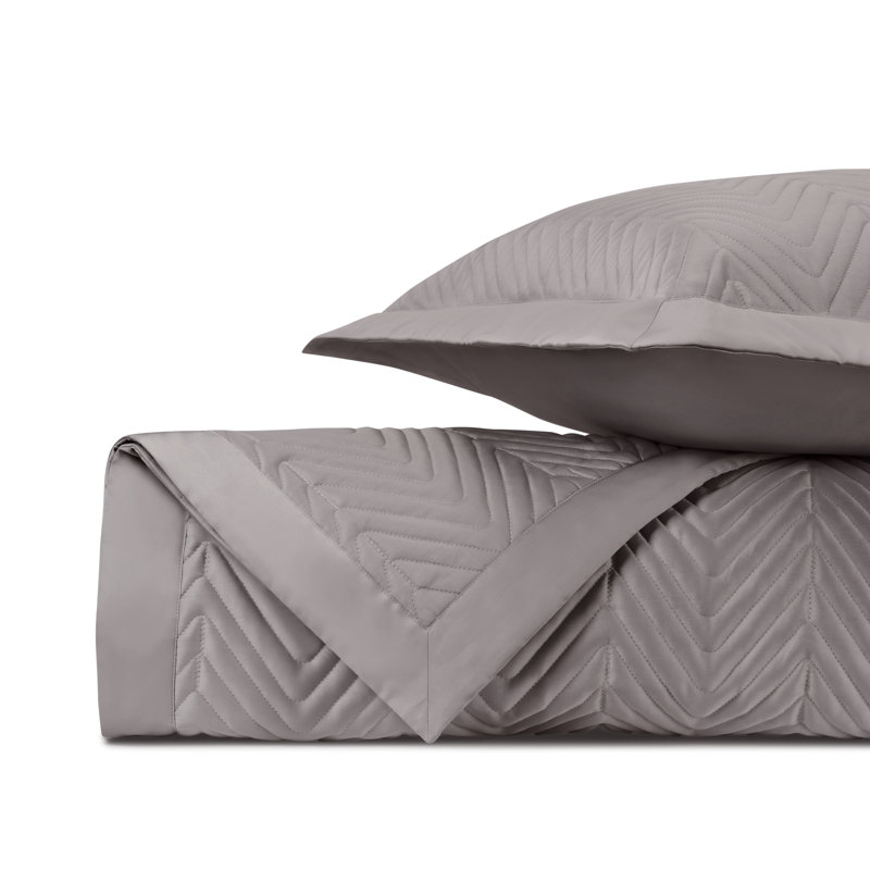 Charleston Quilted Sateen Coverlet Set, Twin Coverlet + 1 Pillow Sham, Chrome
