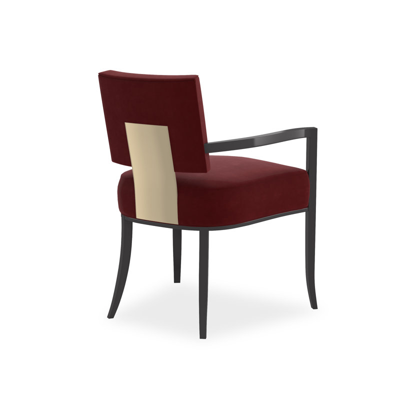 Caracole Classic Upholstered Arm Chair, Red, Black/Gold