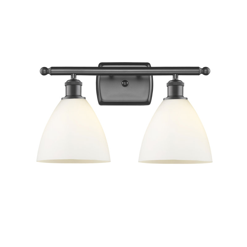 Éclairage pour meuble-lavabo 2 lumières Shauna, Blanc mat, Incandescent, Bronze huilé