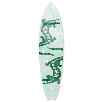 "Floral Gators II", planche de surf en acrylique par Notoriart