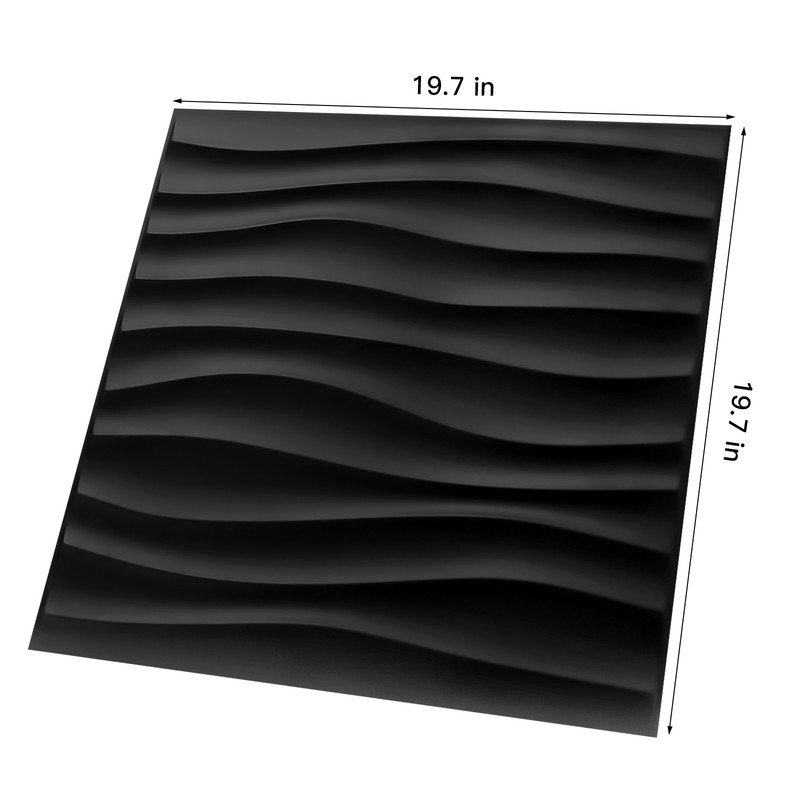 Panneau mural 3D 19,7 po x 19,7 po en noir (paquet de 12)