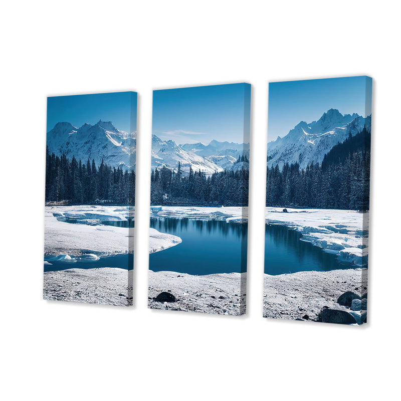 «Icy Alaskan Wilderness IV», reproduction sur toile 3 pièces, H 28 po x l 36 po x P 1 po