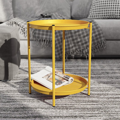 Caira 18" W Round Metal Folding Side Table