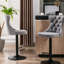 Confortable, gris, siège réglable de 25 à 33 pouces, base 17,7, rivets martelés à la main pour la salle à manger, tabourets de bar Modern Home, velours gris, hauteur du siège 25 à 33, dossier, de 2-121093824