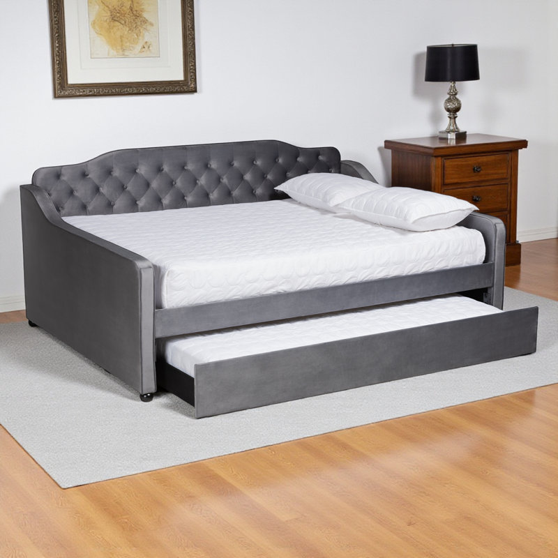 Varol Contemporary Full Size Upholstered Daybed in Gray, 39.09'' H X 83.25'' W X 57.25'' L, Gray, Full