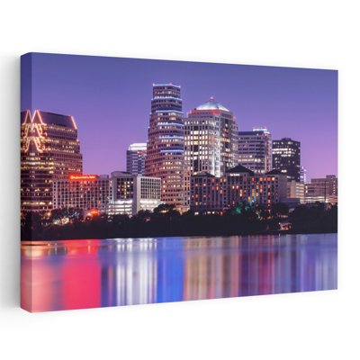 Horizon de nuit, couleur, pop, Austin, Texas, États-Unis, architecture contemporaine abstraite, art urbain