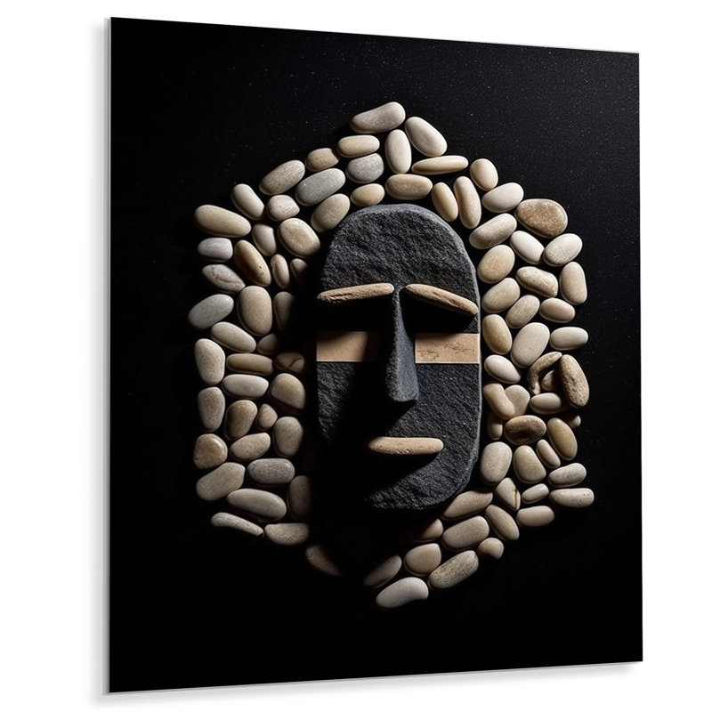 Masque tribal africain noir et blanc II, H 32 po x l 16 po x P 1 po