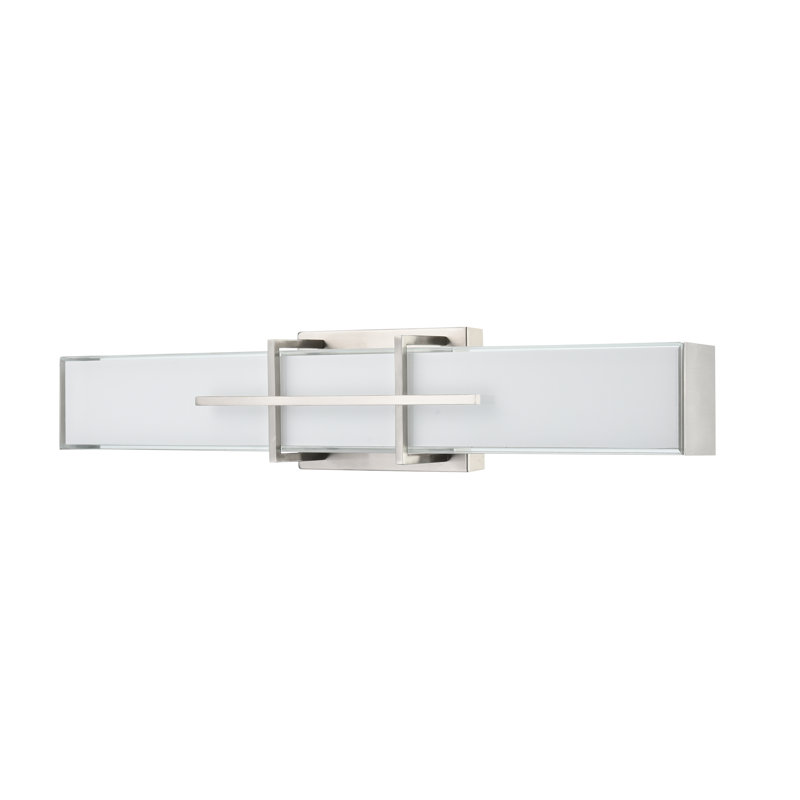 Barre d'éclairage de salle de bain à DEL à intensité variable avec abat-jour en verre blanc Caitin, Nickel brossé