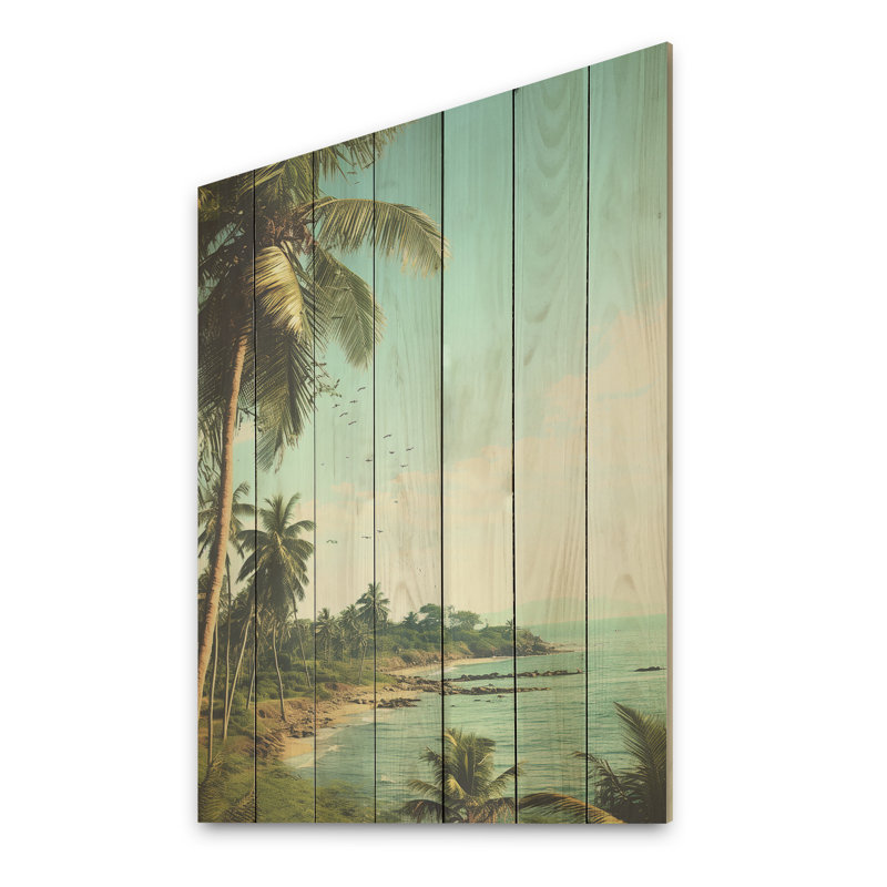 Coastal Vintage Tropical Coastline - Coastal Tropical sur impression sur bois, H 20 po x l 10 po