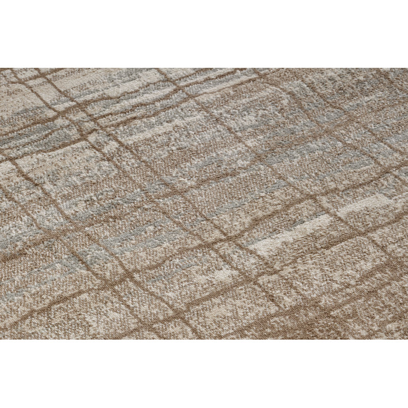Machine Woven 100% Polypropylene Brown/Ivory Rug, Rectangular 200cm x 280cm
