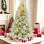 Arbre de Noël enneigé en épinette pré-éclairé, arbre de Noël articulé artificiel avec 300 lumières DEL multicolores, 8 modes de clignotement, décoration de bureau de vacances