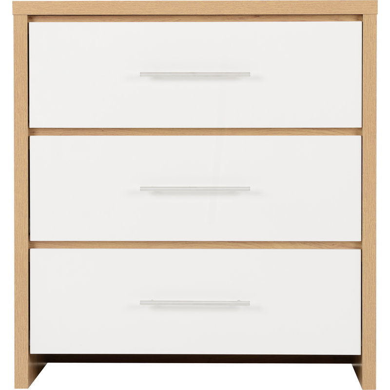 Louisa 3 Drawer Chest Of Drawers, Oak/White