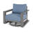 Adden Hand-Painted Aluminum Outdoor Swivel Lounge Chair With Blue Cushions-122591362