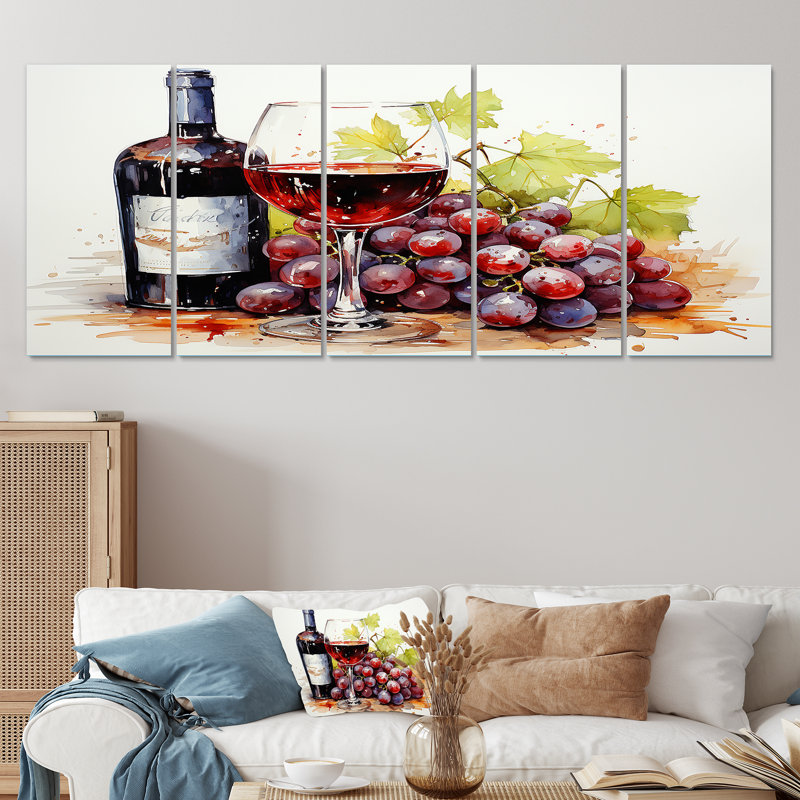 "Vins de cabernet bourgogne I 5 pièces" - 5 pièces, H 28 po x l 60 po