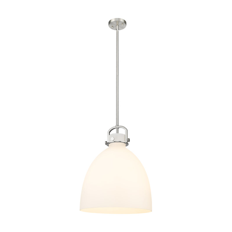 Luminaire suspendu 1 lumière Badillo, Blanc mat, H 19,63 po x l 16 po x P 16 po, Nickel poli