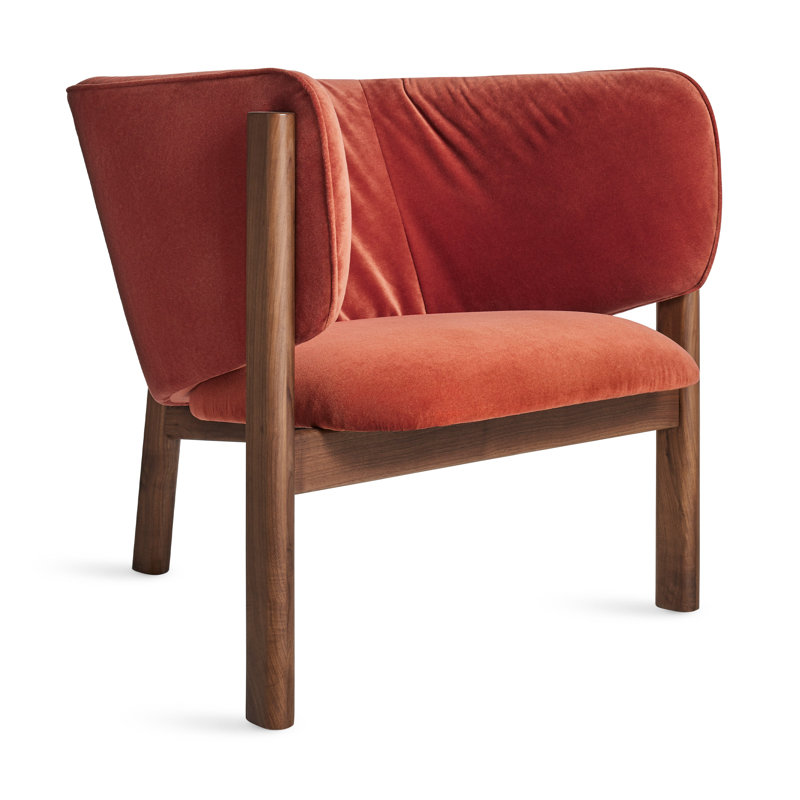All In Upholstered Accent Chair, Tomato Velvet, Brown