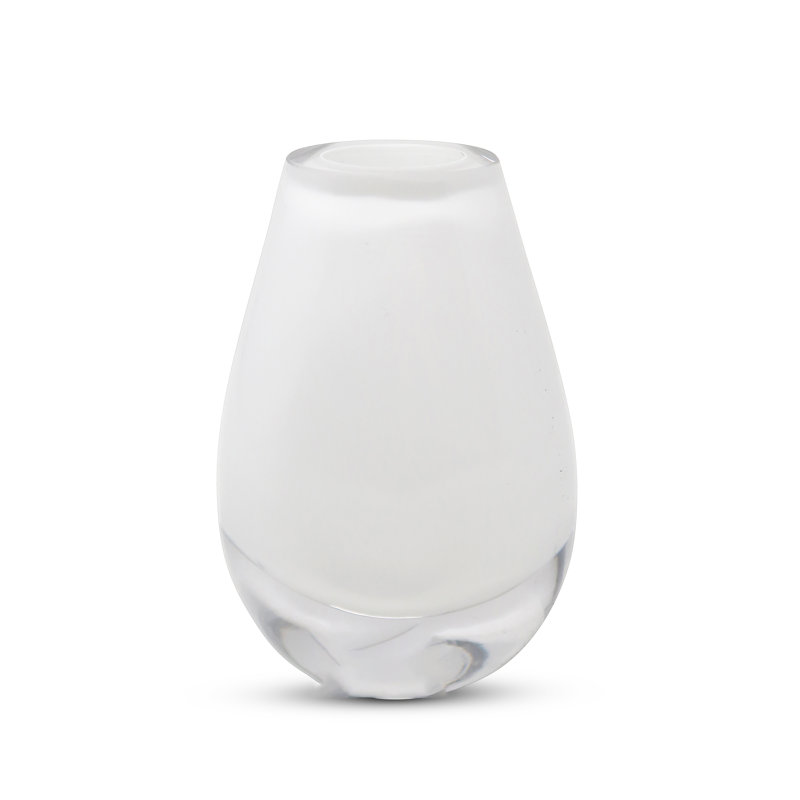 Daniyar Glass Table Vase, 6.5" H x 4.75" W x 2.25" D, White