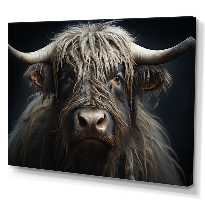 Portrait de yaks noir et blanc I sur toile, H 34 po x l 44 po x P 1,5 po