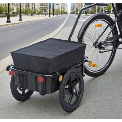 Outdoor Storage Trailer Bicycle Cargo Trailer With Removable Box And Waterproof Cover, Bike Wagon Trailer