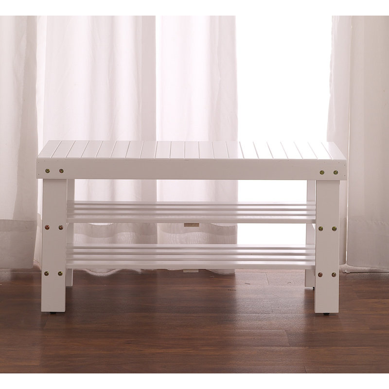 Nesly 35.5'' W Wood Shower Bench, White