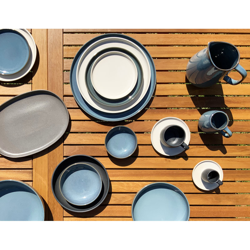 Tasse à café et soucoupe en marbre Uno, Bleu